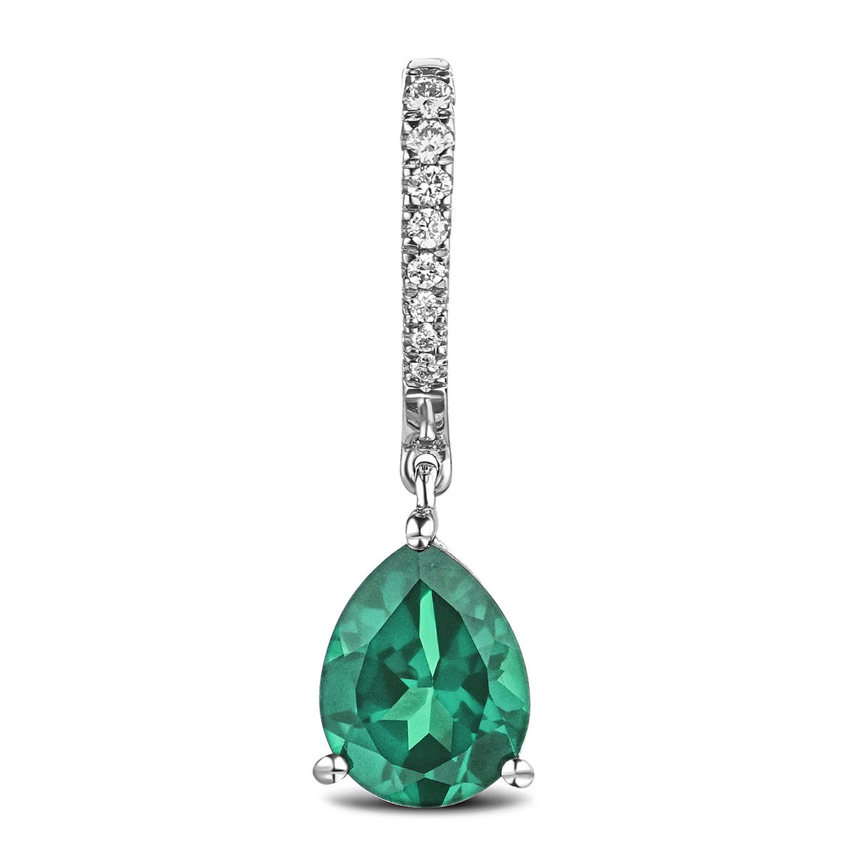 Astra 4.60ct Lab Emerald and Diamond Drop Pear Cut Earrings in Silver